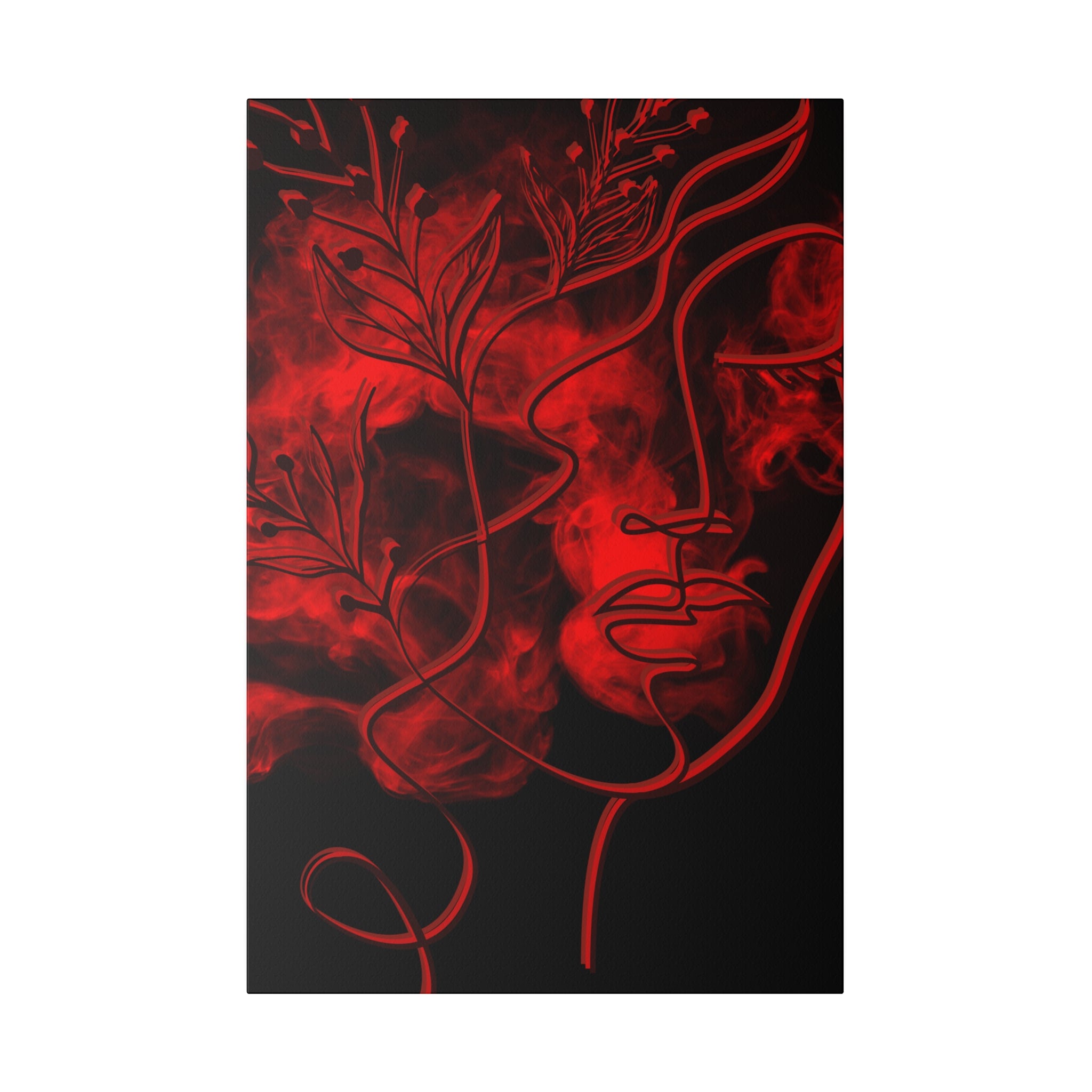 Red Inferno: Passionate Floral Abstract Wall Art, Matte Canvas, Stretched, 0.75"