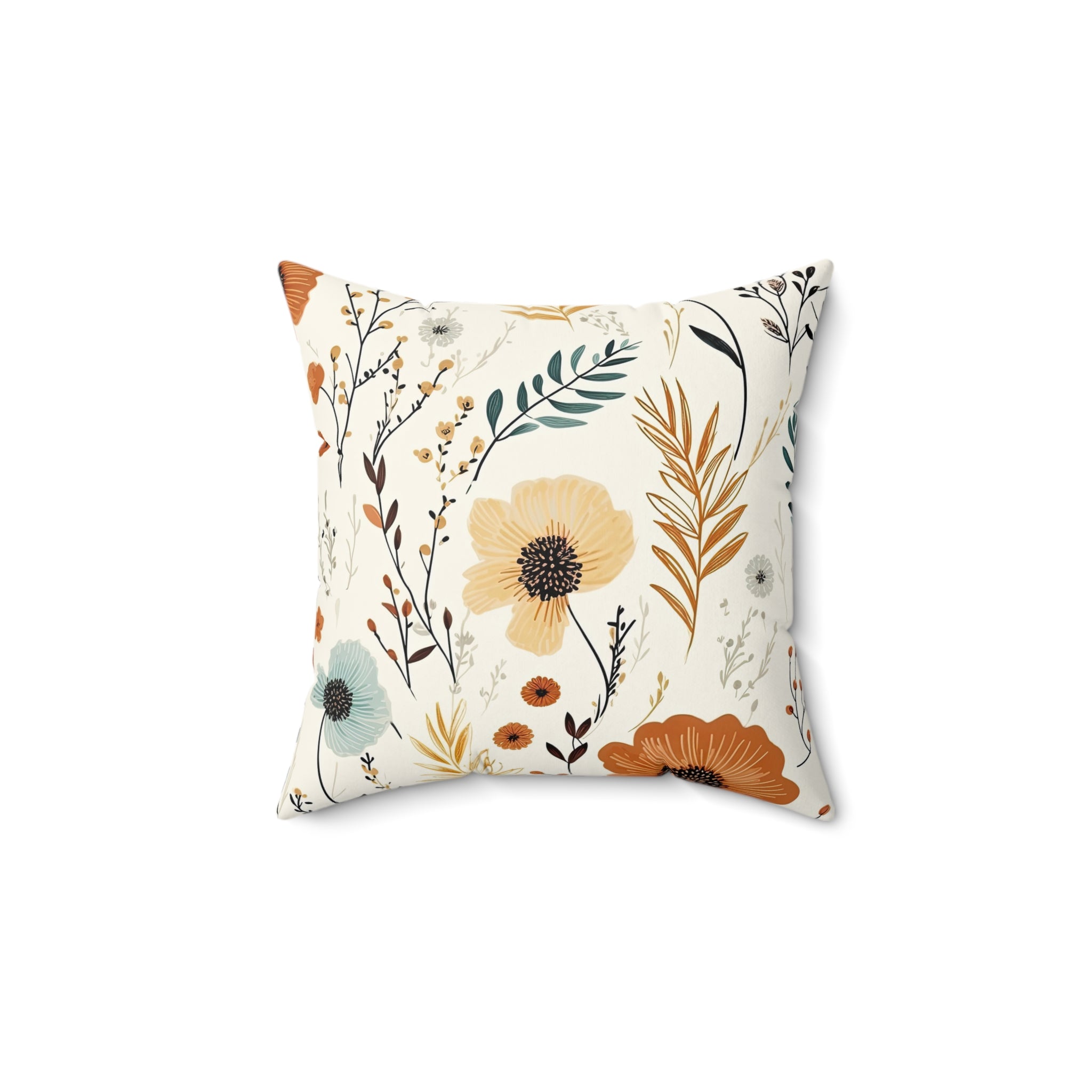 Square Pillow - Vintage Floral Botanical Decorative Indoor Accent Cushion