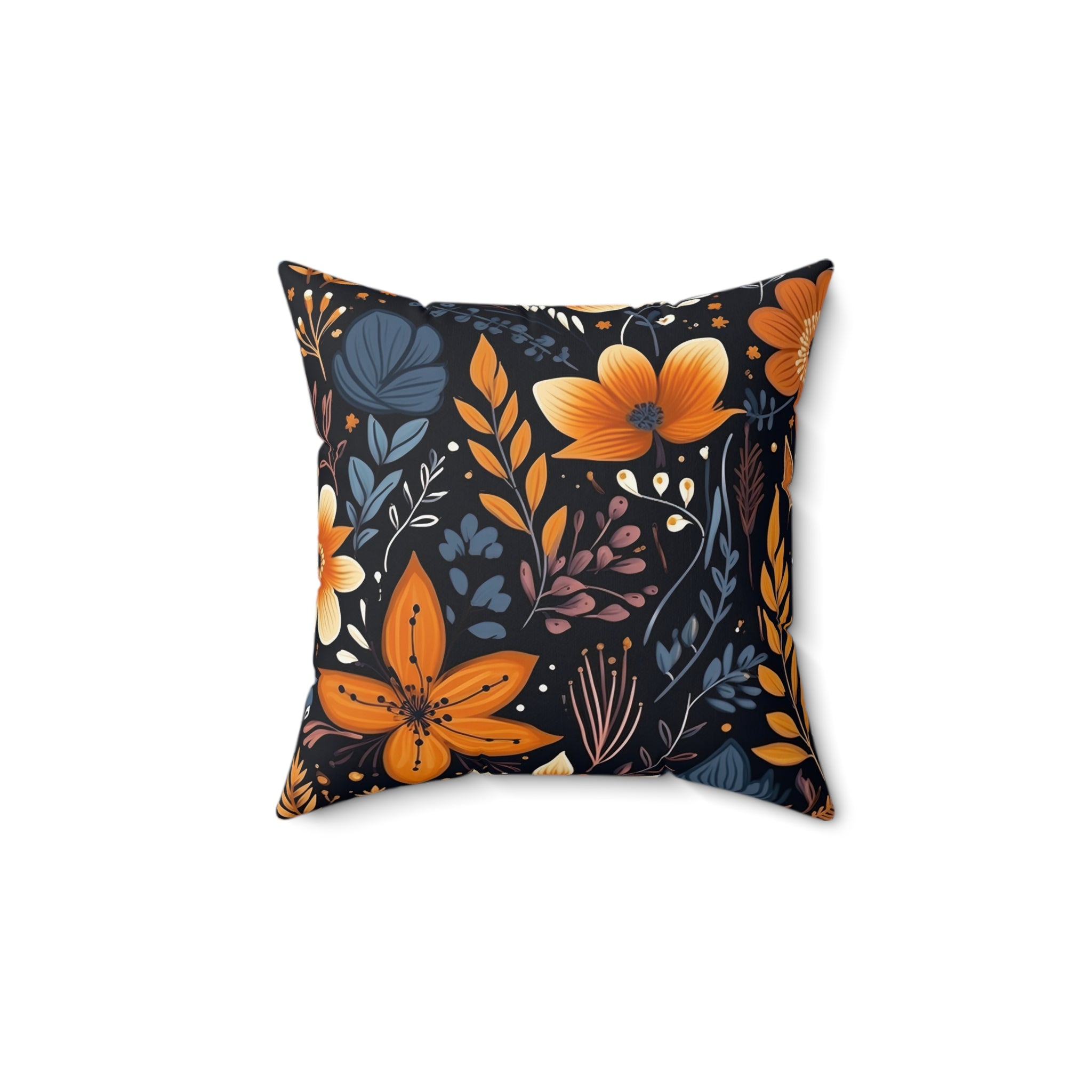 Square Pillow - Elegant Autumn Floral Decorative Indoor Accent Cushion