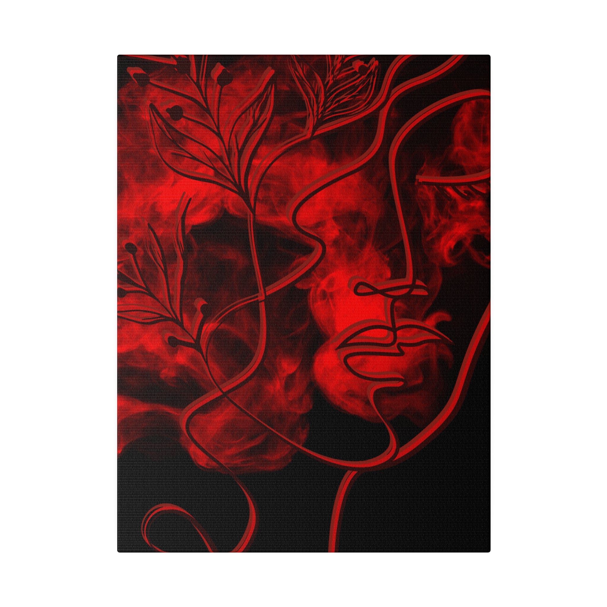 Red Inferno: Passionate Floral Abstract Wall Art, Matte Canvas, Stretched, 0.75"