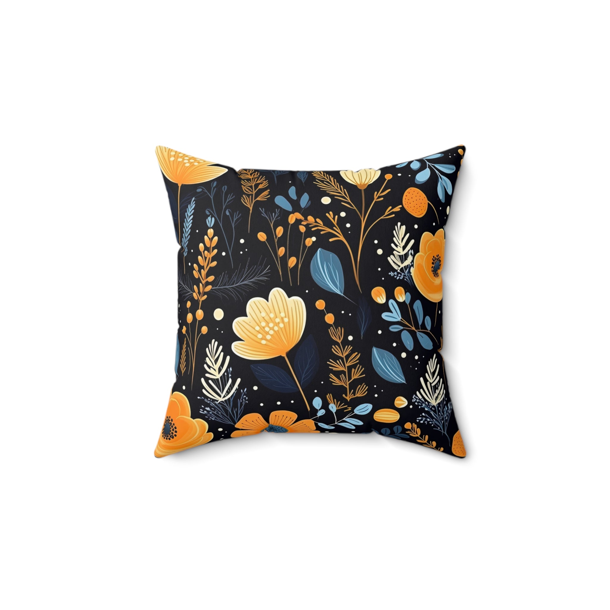 Square Pillow - Midnight Garden Bold Floral Decorative Cushion