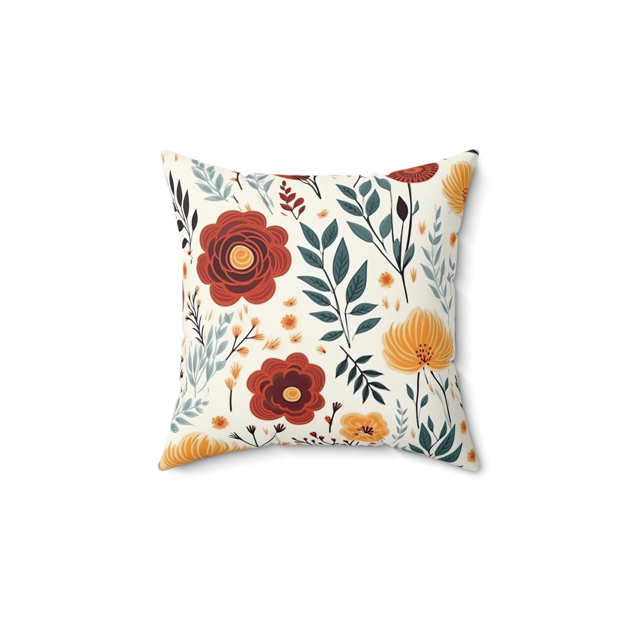 Poppy Flowers  Square Pillow - Autumn Floral DecorativeCushion