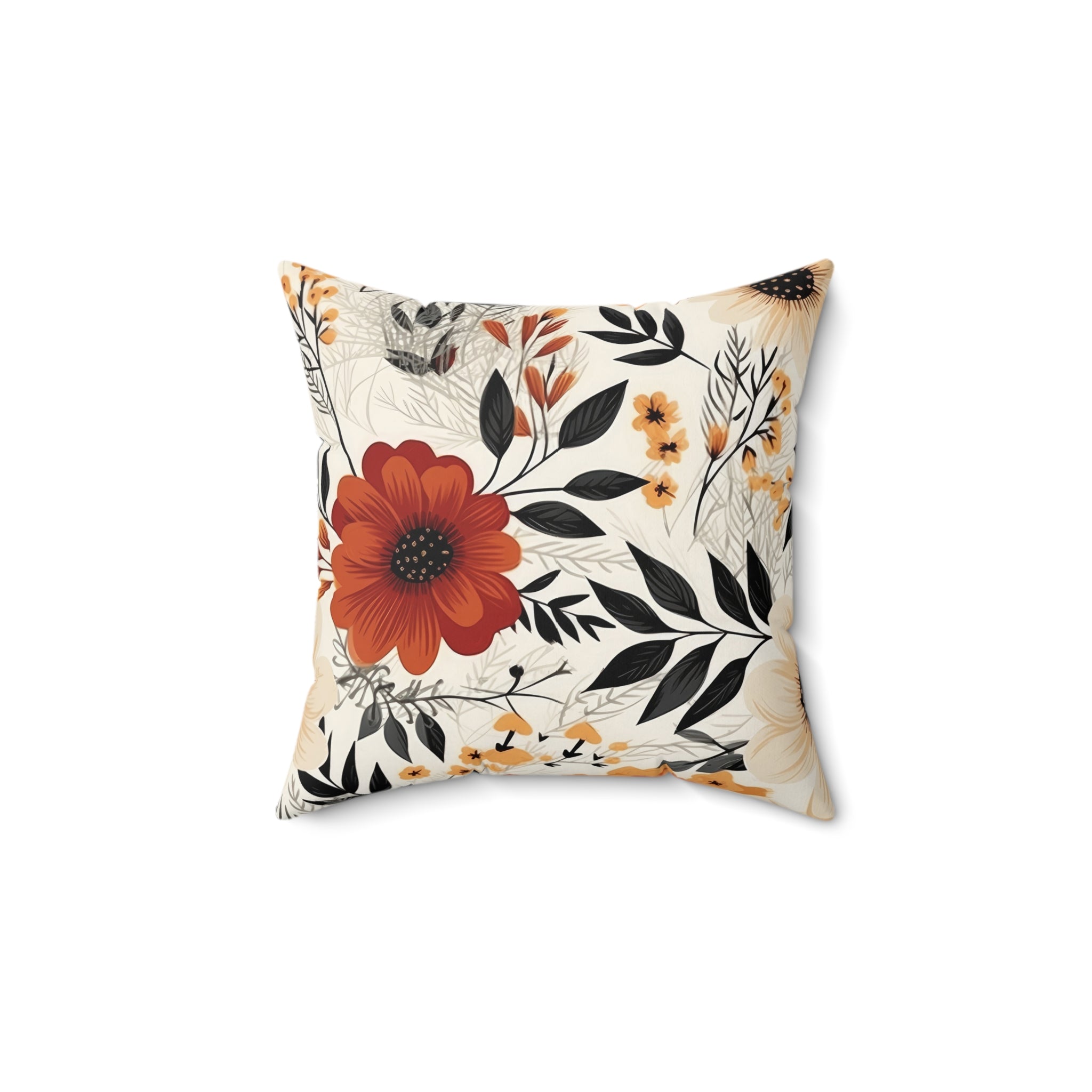 Square Pillow - Autumn Bloom Decorative Pillow – Warm Floral Accent Cushion