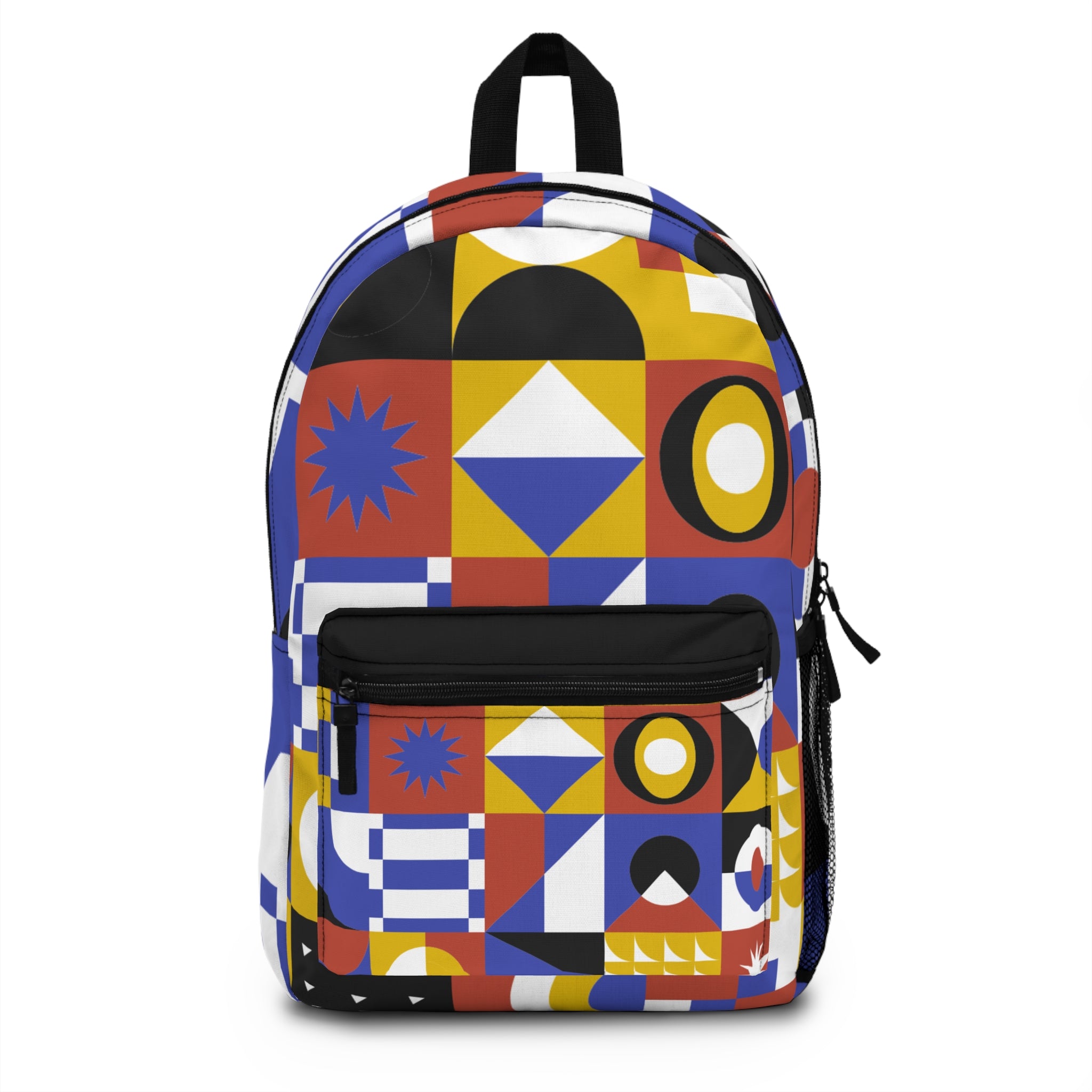 Colorful Geometric Pattern Backpack – Lightweight, Waterproof, and Durable