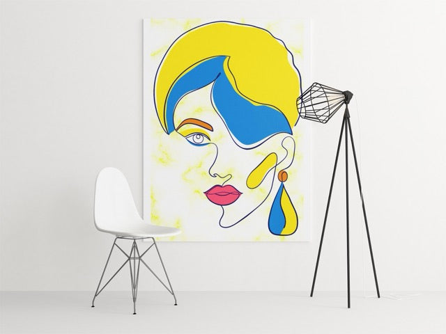 Vibrante Visage , Matte Canvas, Stretched, 1.25",Gift idea, Abstract Art, Canvas Wall Art, Woman portrait